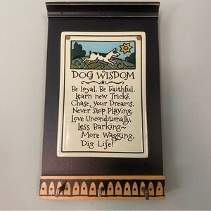 New Dog Wisdom Wood and ceramic wall hanging key hook home decor decoration